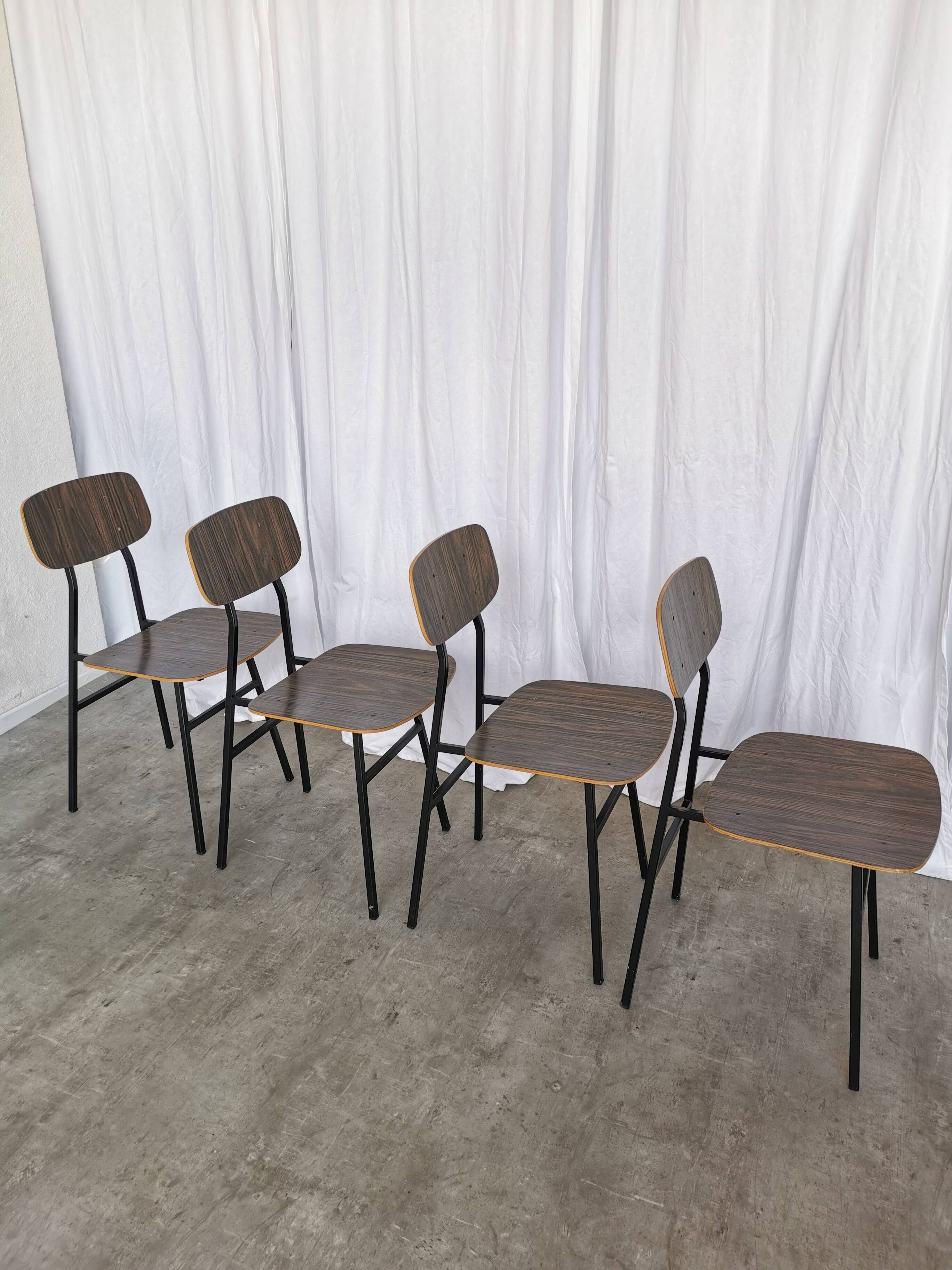 Vintage Industrial School Chairs - STOL Kamnik - 70s Yugoslavia - Set of 4