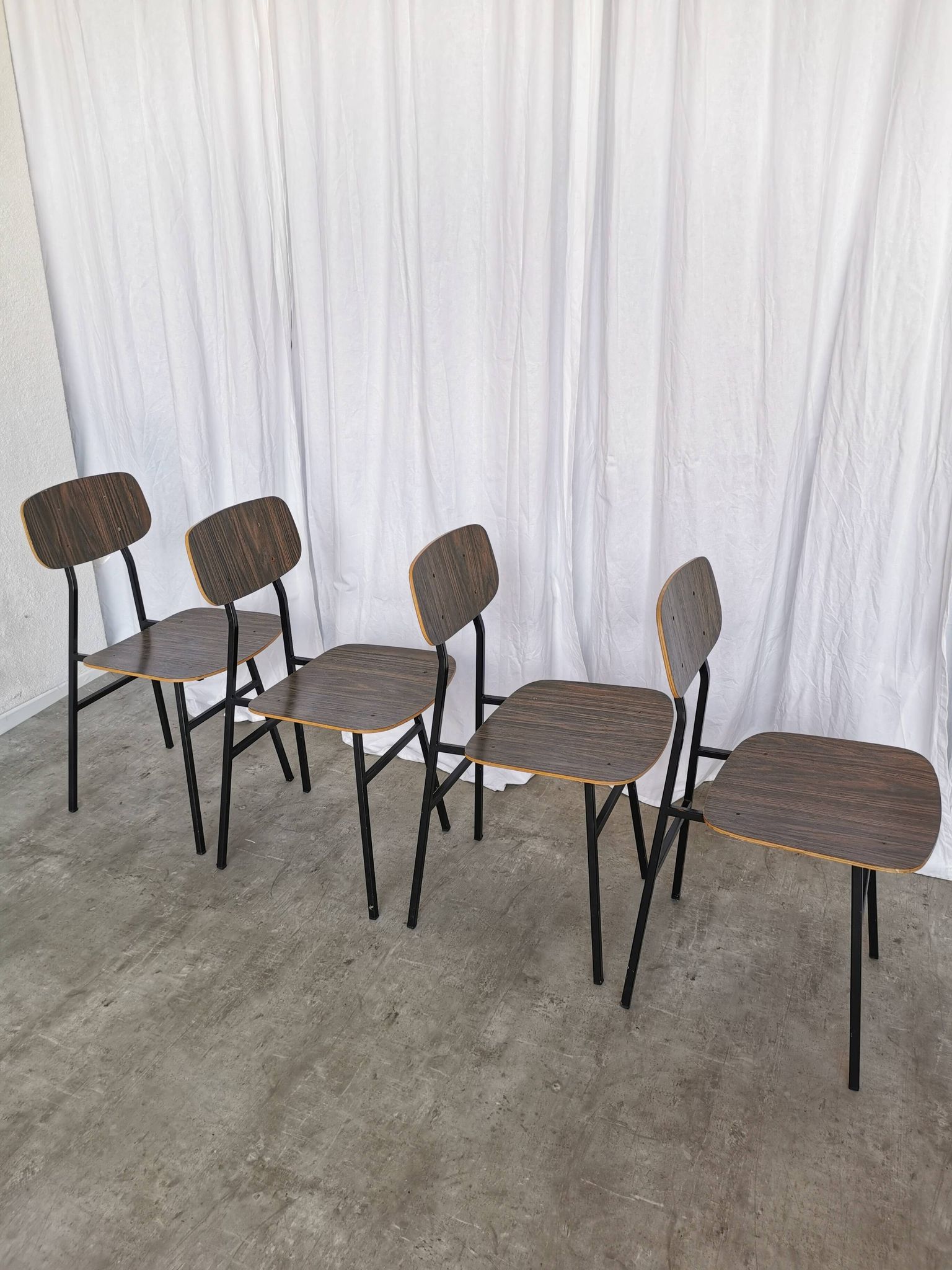 Vintage Industrial School Chairs - STOL Kamnik - 70s Yugoslavia - Set of 4