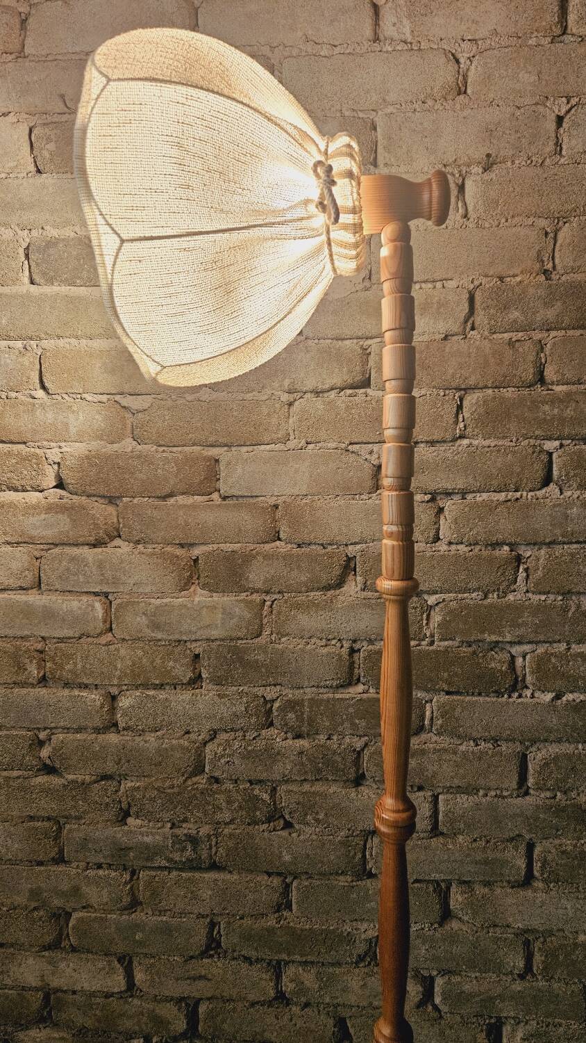 Danish pine floor lamp 1970 vintage