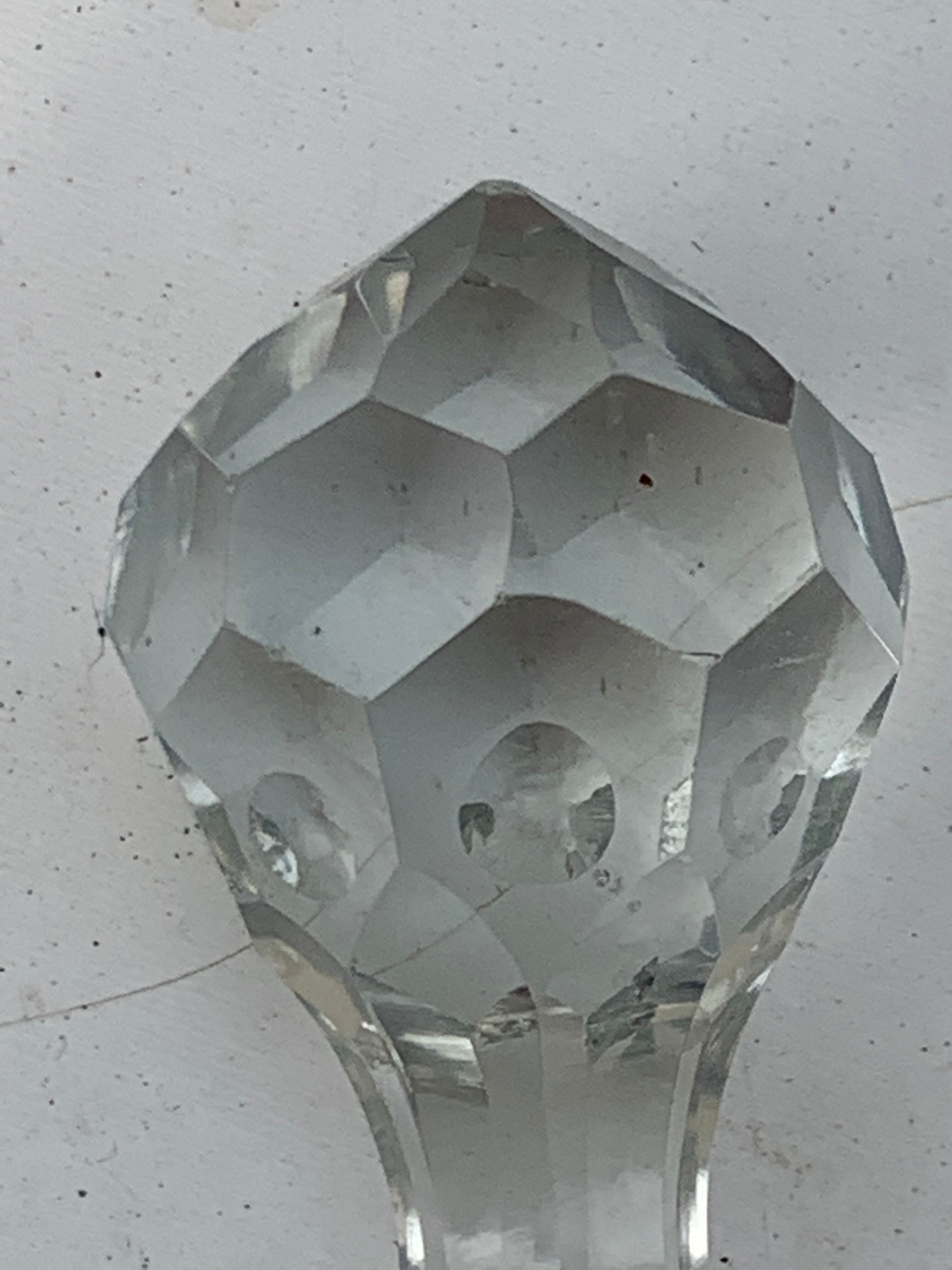 Bubble and purple blown glass decanter and faceted cut glass cap