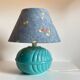 Lampe boule en céramique bleue vintage
