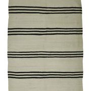Turkish Kilim Konya Vintage 130x375 cm Beige Black Stripes