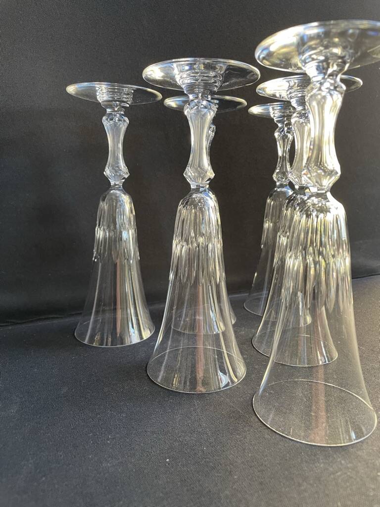 6 Saint Louis champagne flutes cut Lozère service stamped