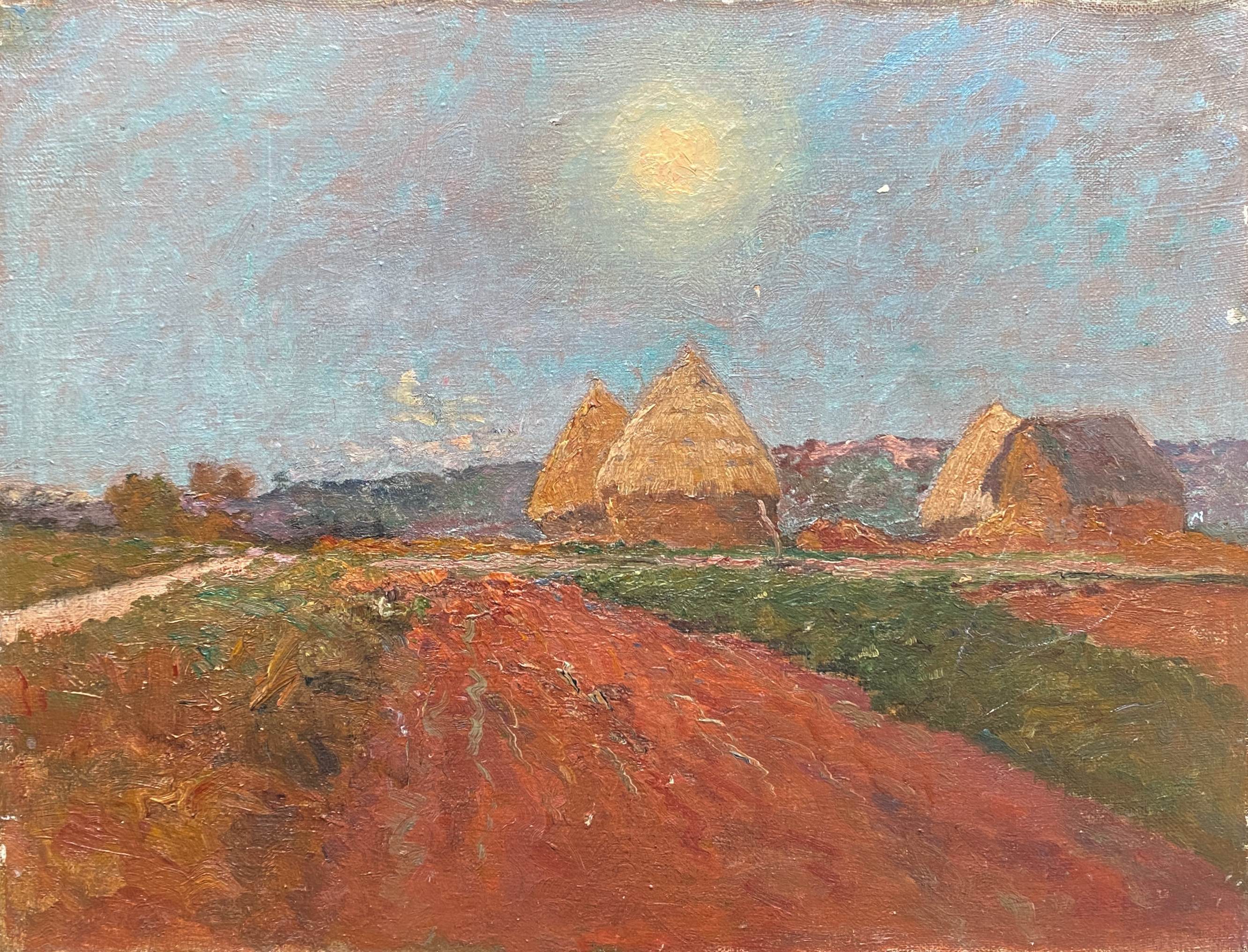 Table HST "Landscape at sunset with haystacks"