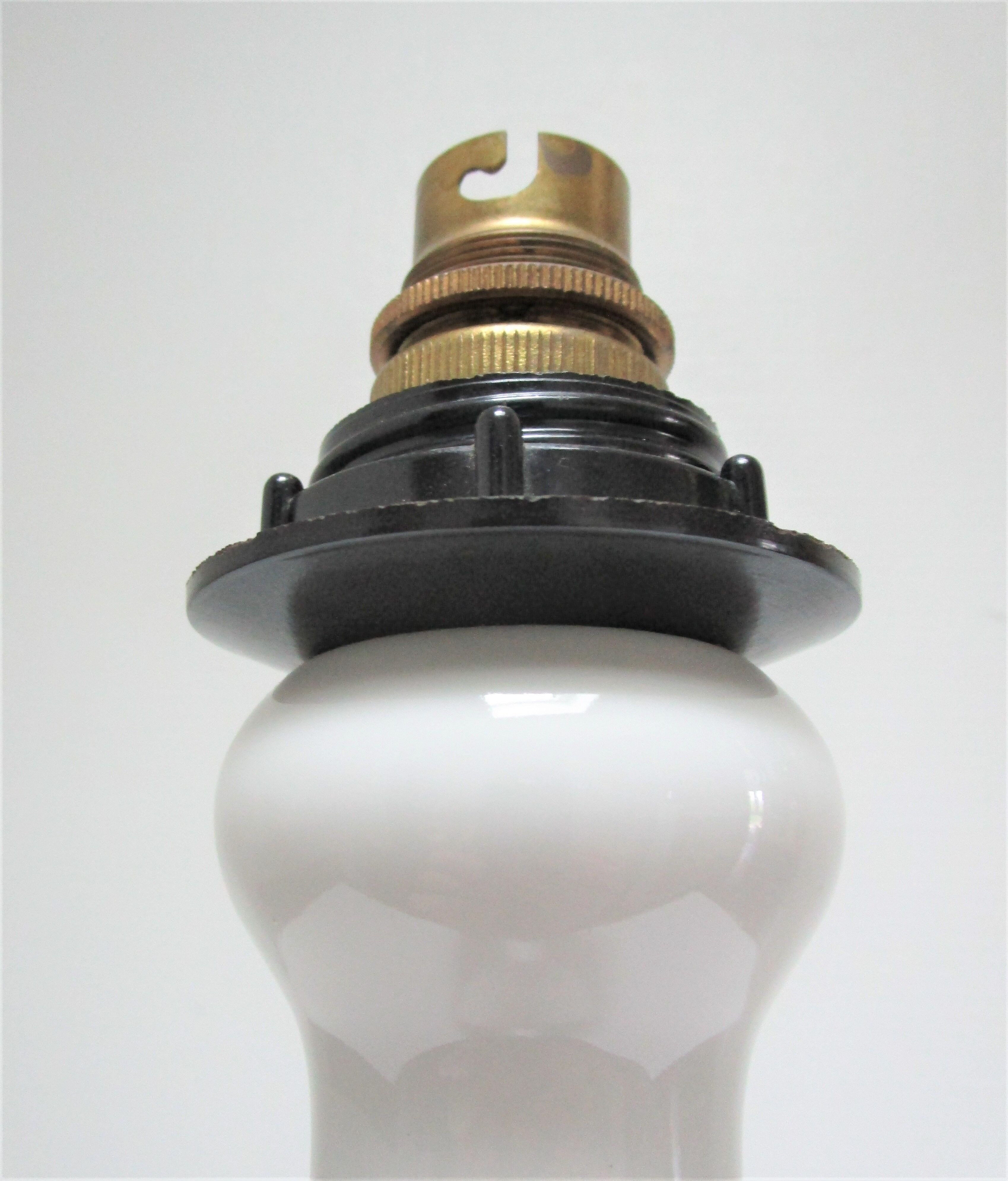 White porcelain lamp foot design geometric decoration 70s