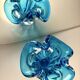 Cendrier sculptural en verre soufflé bleu 1960-1970