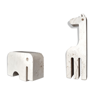 Pair of travertine bookends Fratelli Mannelli, 1970