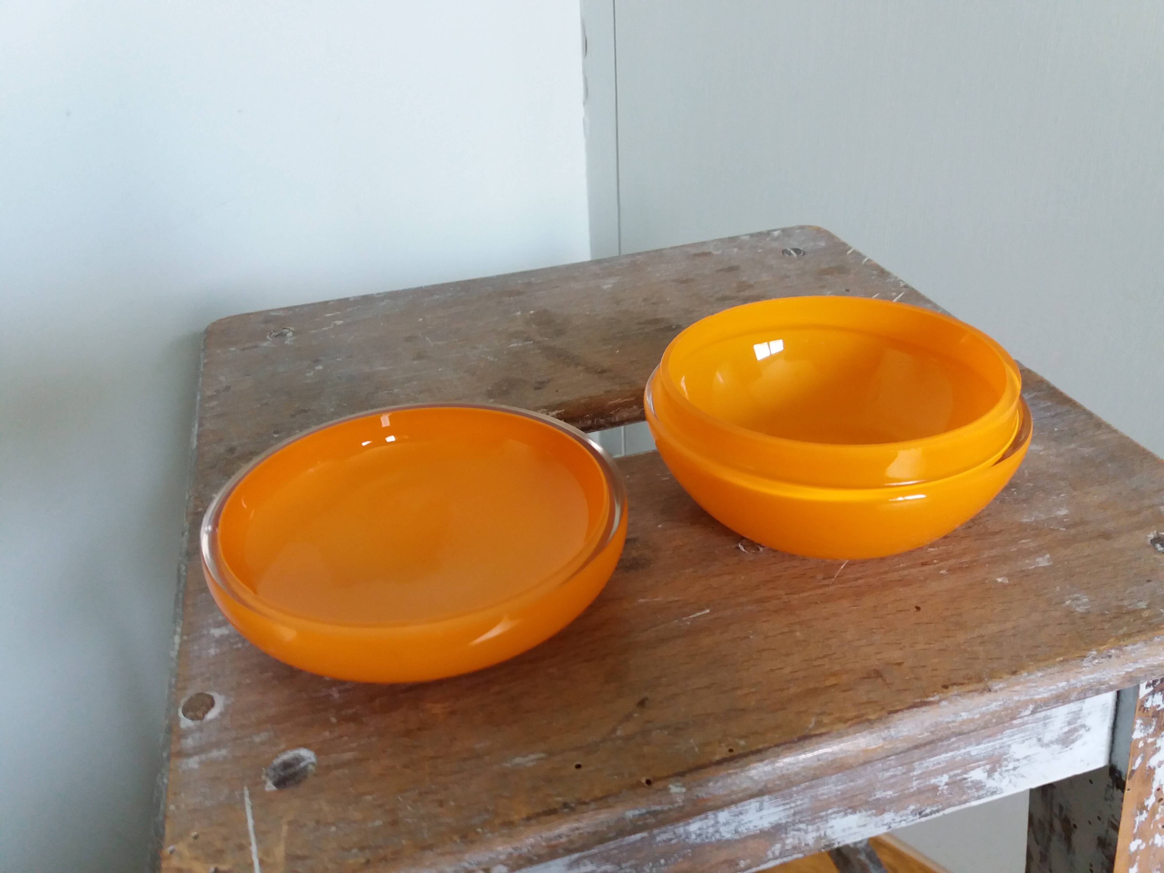 Orange glass candy box from the 70s
