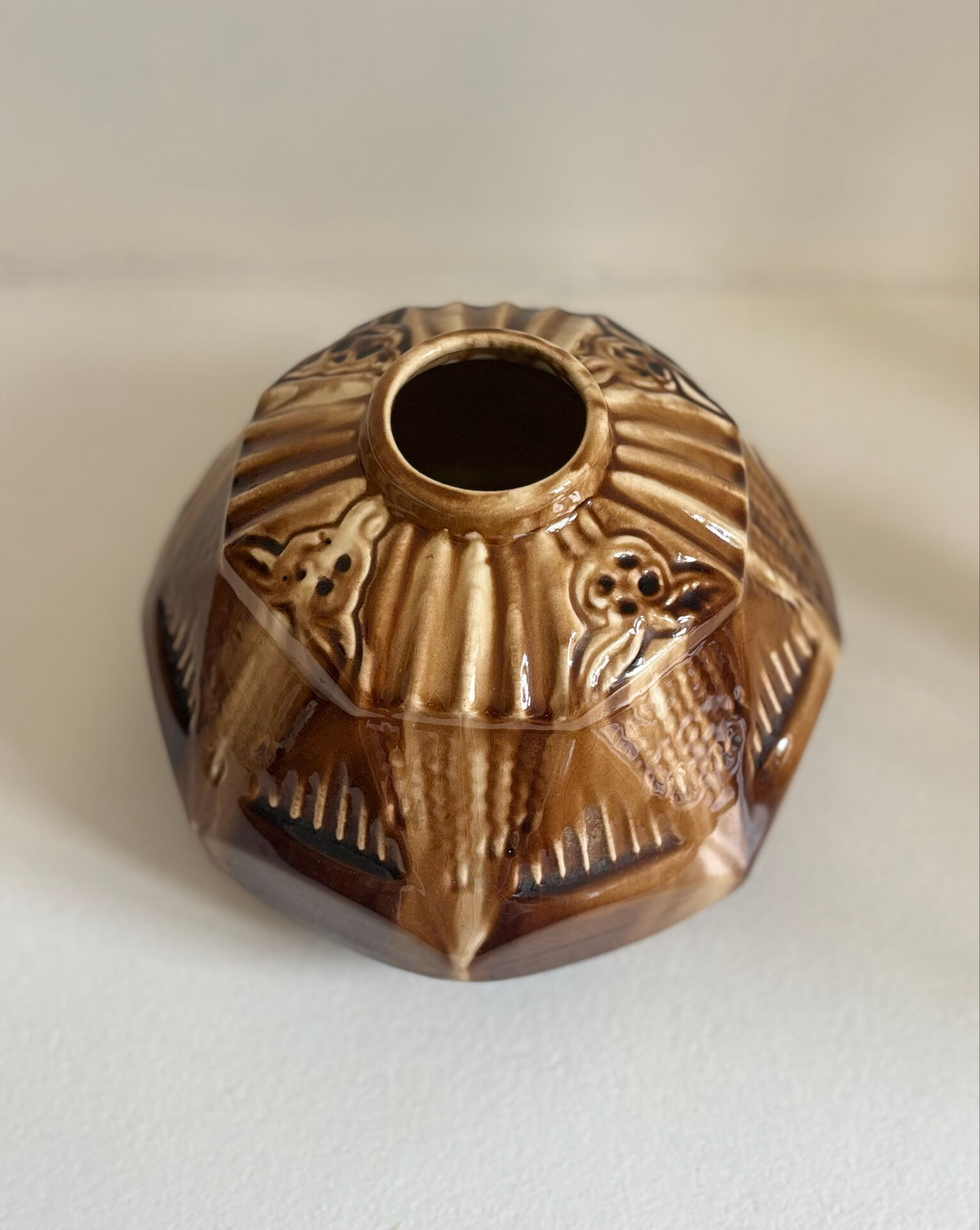 Glazed ceramic vase Art Deco signed Elgé
