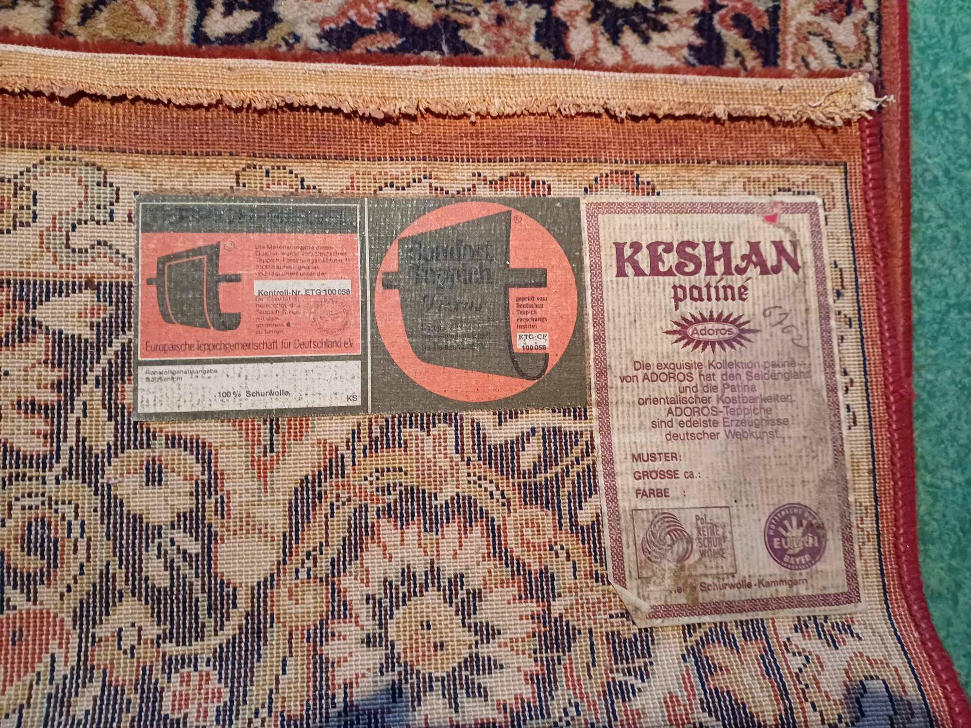 Large Keschan wool rug with cream patina 200x300