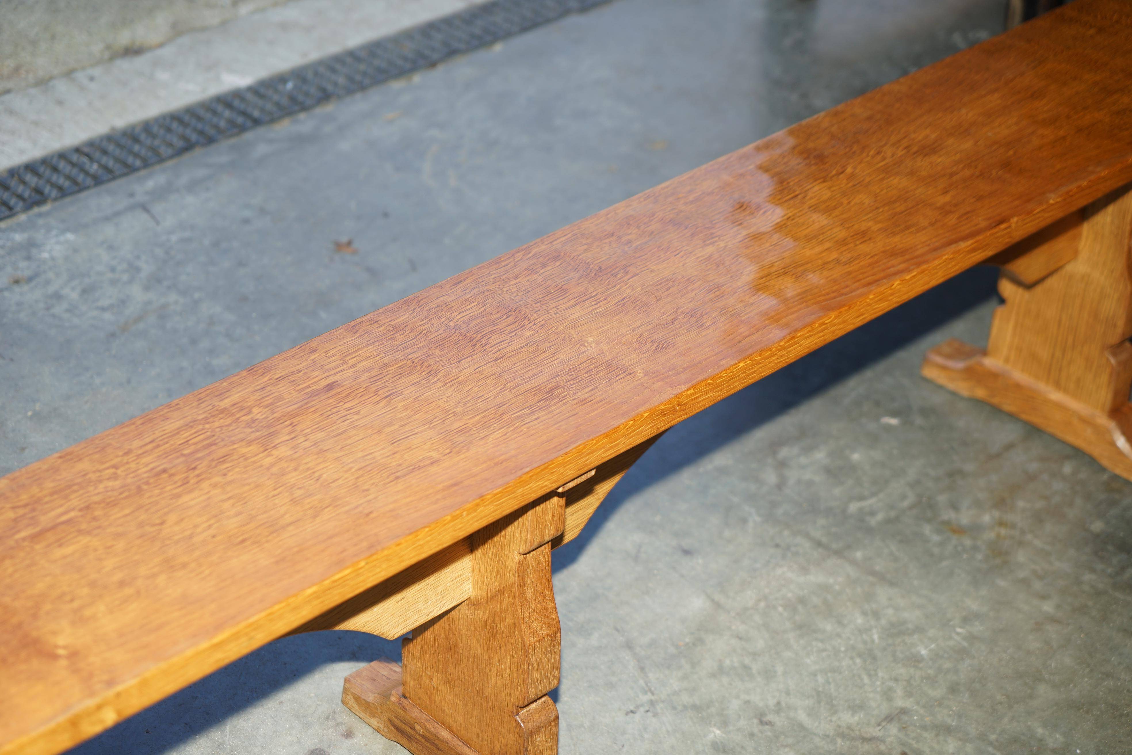 Pair of vintage dining room benches by Robert Mouseman Thompson