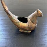 Zoomorphic ashtray in patinated bronze