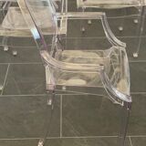 Set of six vintage transparent polycarbonate chairs