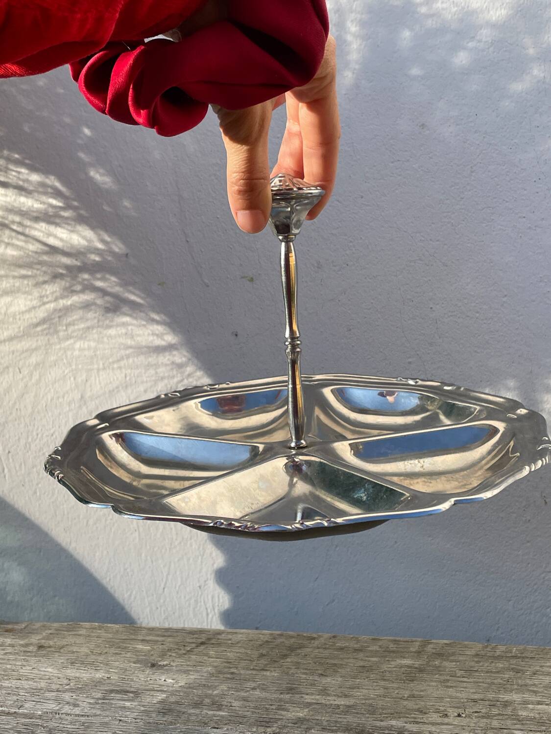 Guy Degrenne silver-plated metal compartmented serving platter