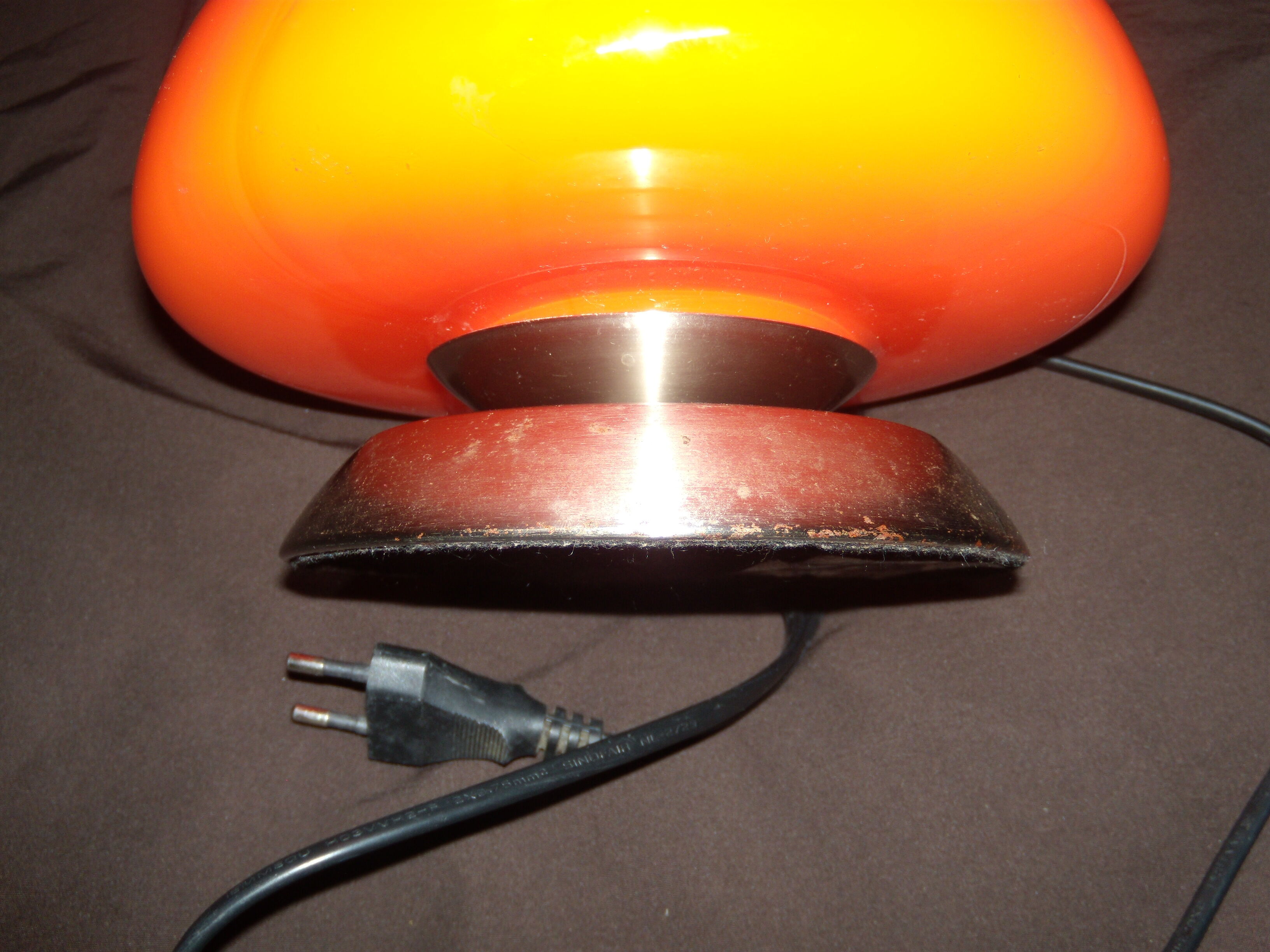 Vintage lamp in the shape of orange mushroom "UFO touch lamp"