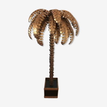 Lampadaire palmier métal doré des années 70