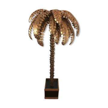 70s golden metal palm tree floor lamp