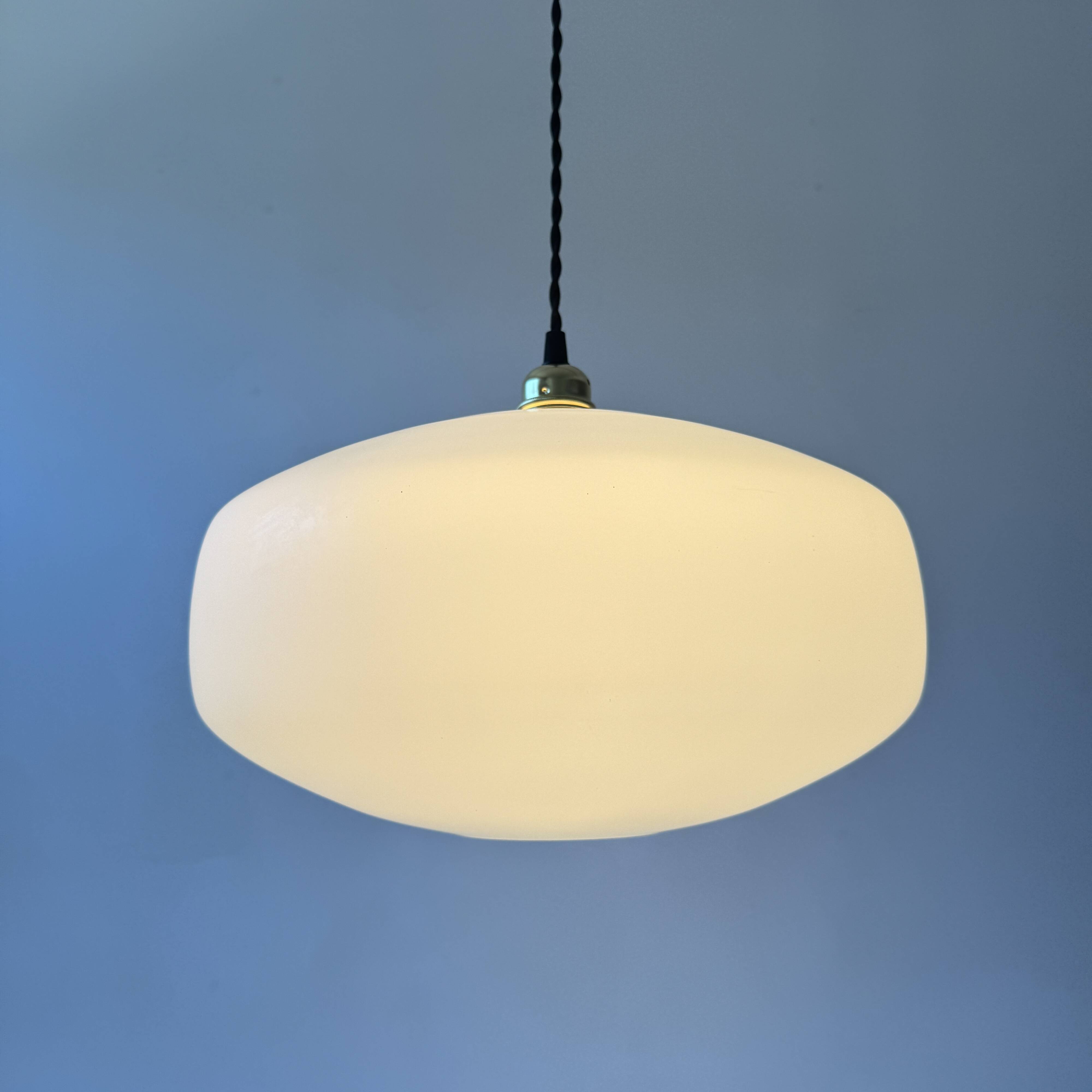 Large old opaline suspension xl 35 cm vintage