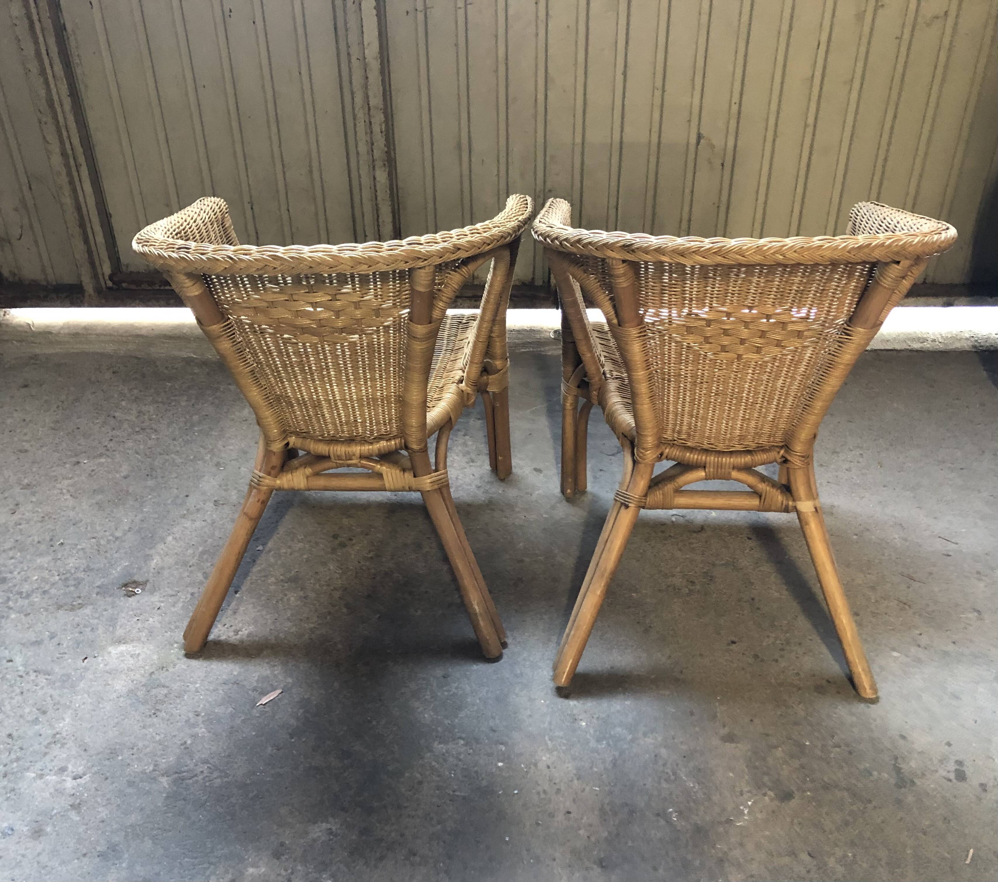 Vintage rattan armchairs 70s