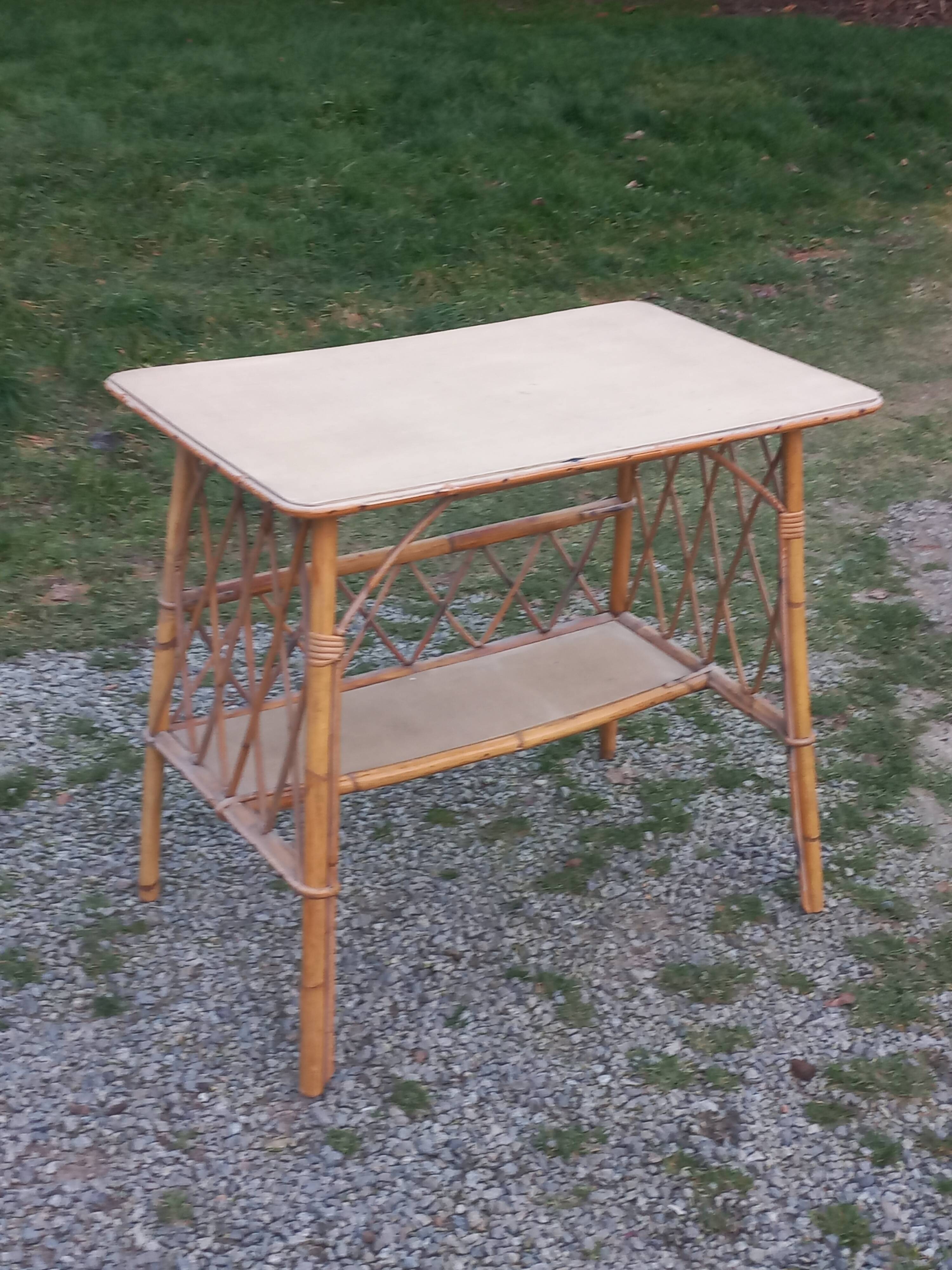 1950s rattan console table