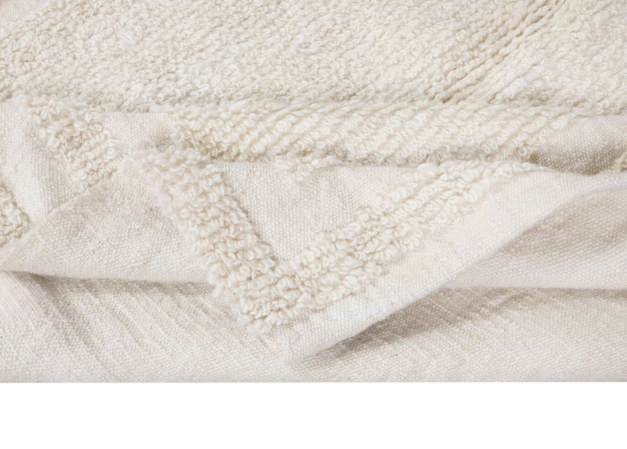 Vintage Minimalist Turkish Tulu Accent Rug Made of Natural Beige Wool