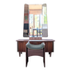 Vintage 70s dressing table with triptych mirror and matching bench.