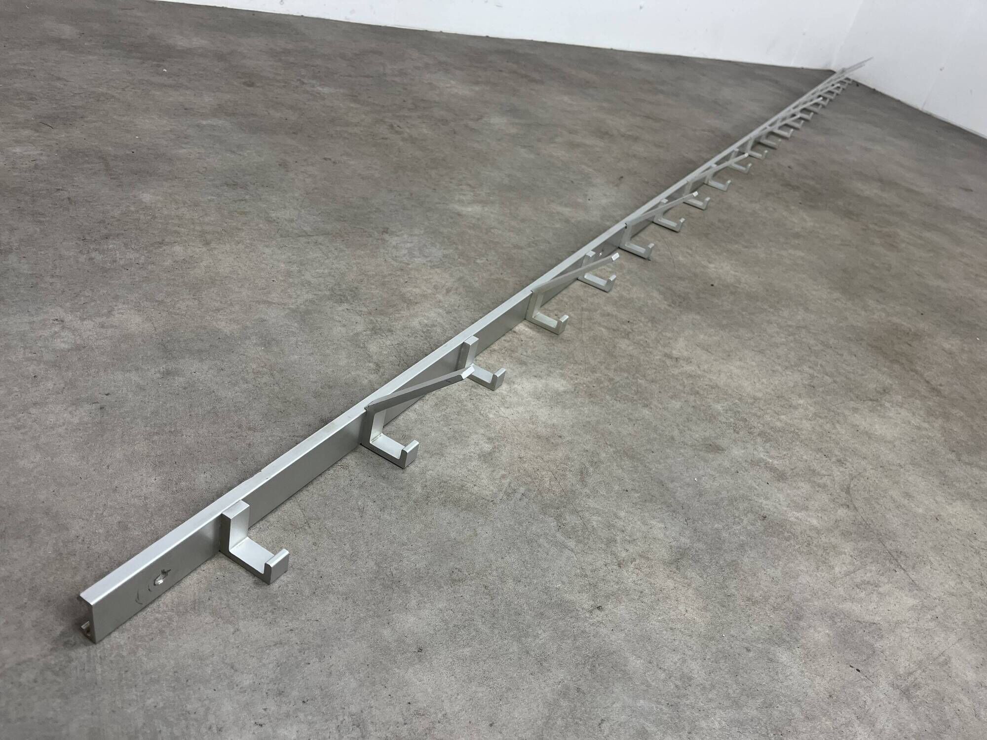 70s design aluminum wall coat rack, 21 hooks
