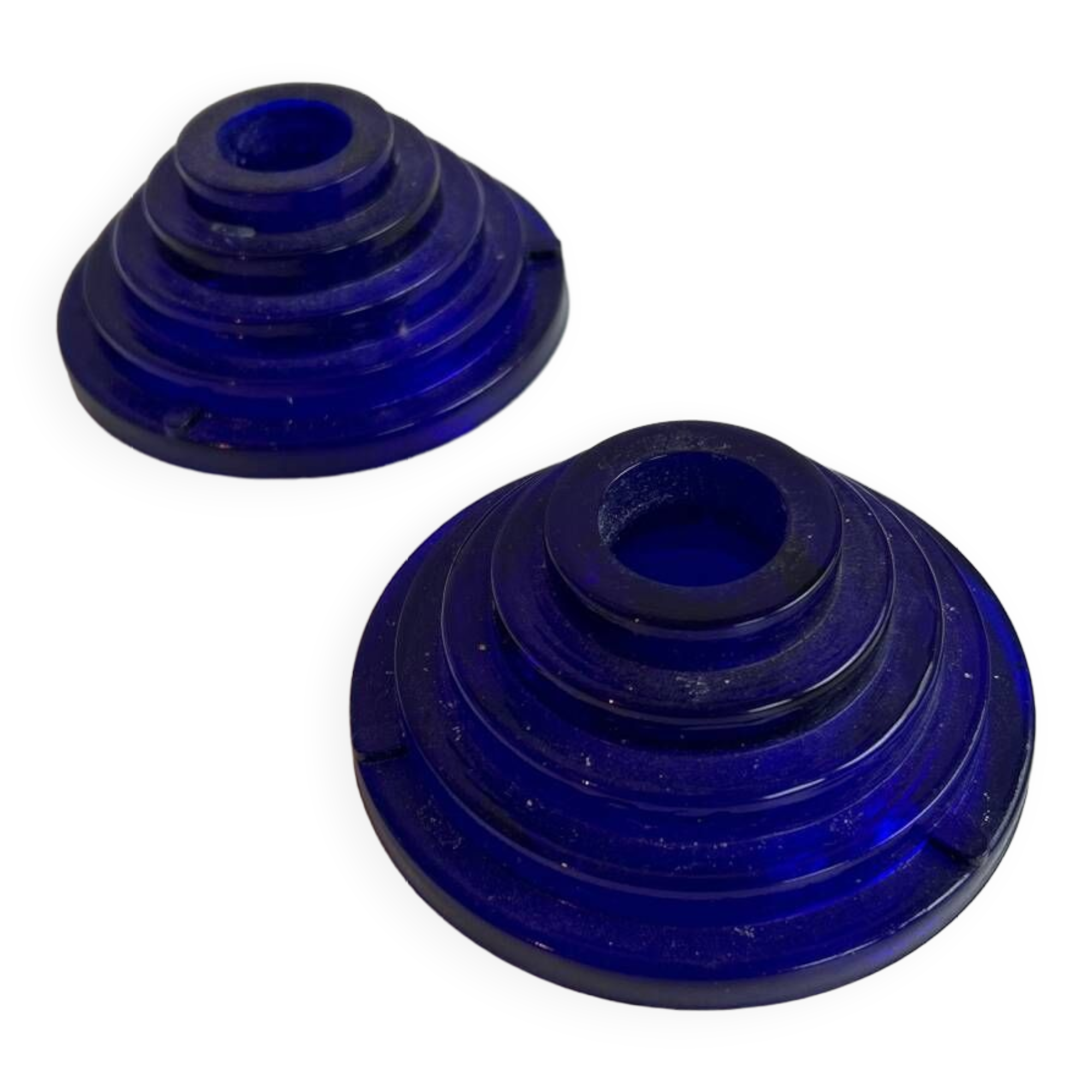 Pair of blue glass candlesticks