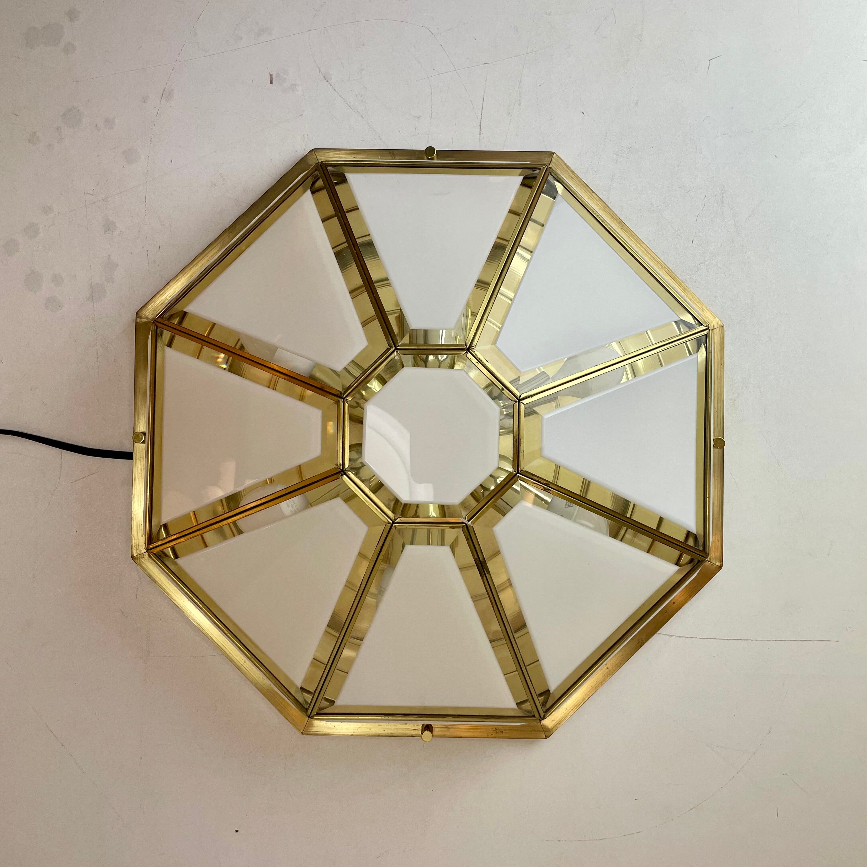 Hollywood Regency, Brass, Ceiling Lamp by Deknudt, Belgium, 1980s