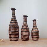 Wicker and leather bottle