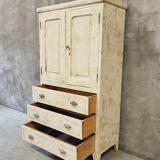 Antique French white flea market cabinet with drawers 83x148 cm