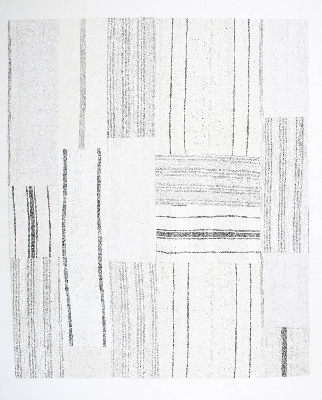 8x10 Contemporary White & Gray Solid Kilim Rug, 258x309Cm