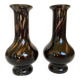 Pair of black and gold Murano vases