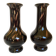 Pair of black and gold Murano vases