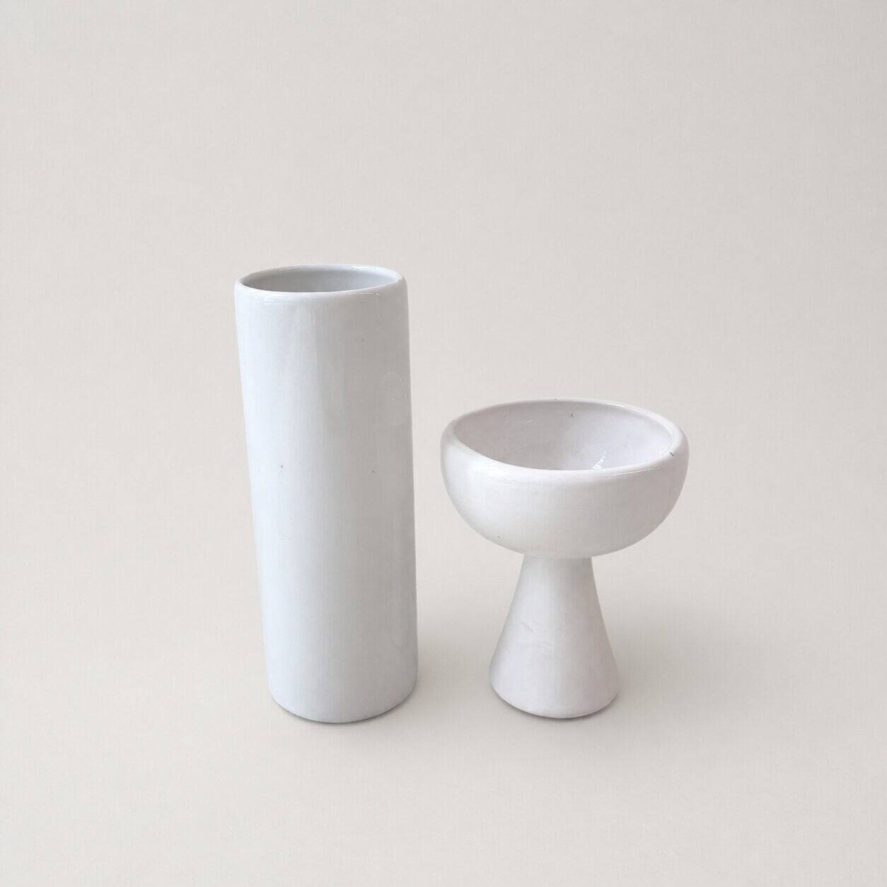 Soliflore et bougeoir en porcelaine