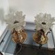 Pair of vintage floral wall lights or small pendant lights – glass deposition