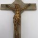 Vintage onyx stone wall crucifix and gold metal christ