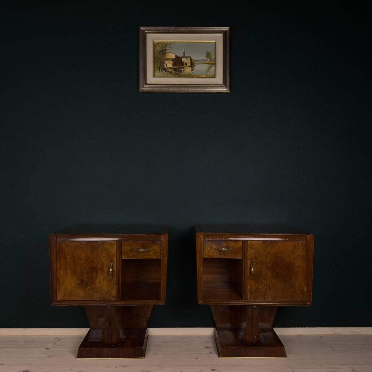 Original oil painting of a landscape, Italy 1960s, signed, framed.