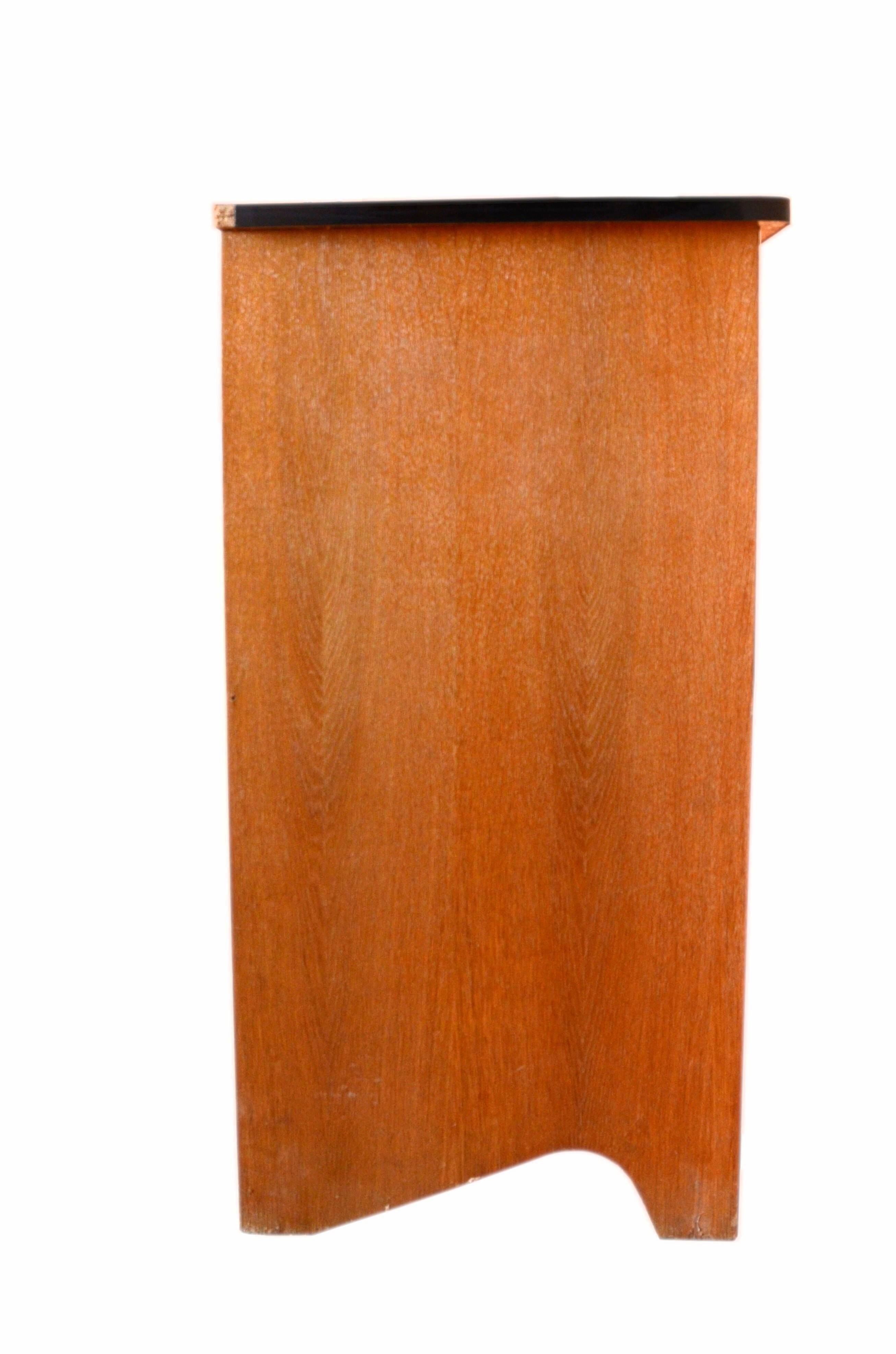 Wooden enfilade with fuchsia pink and black formica, 1950s, 130x50x100cm