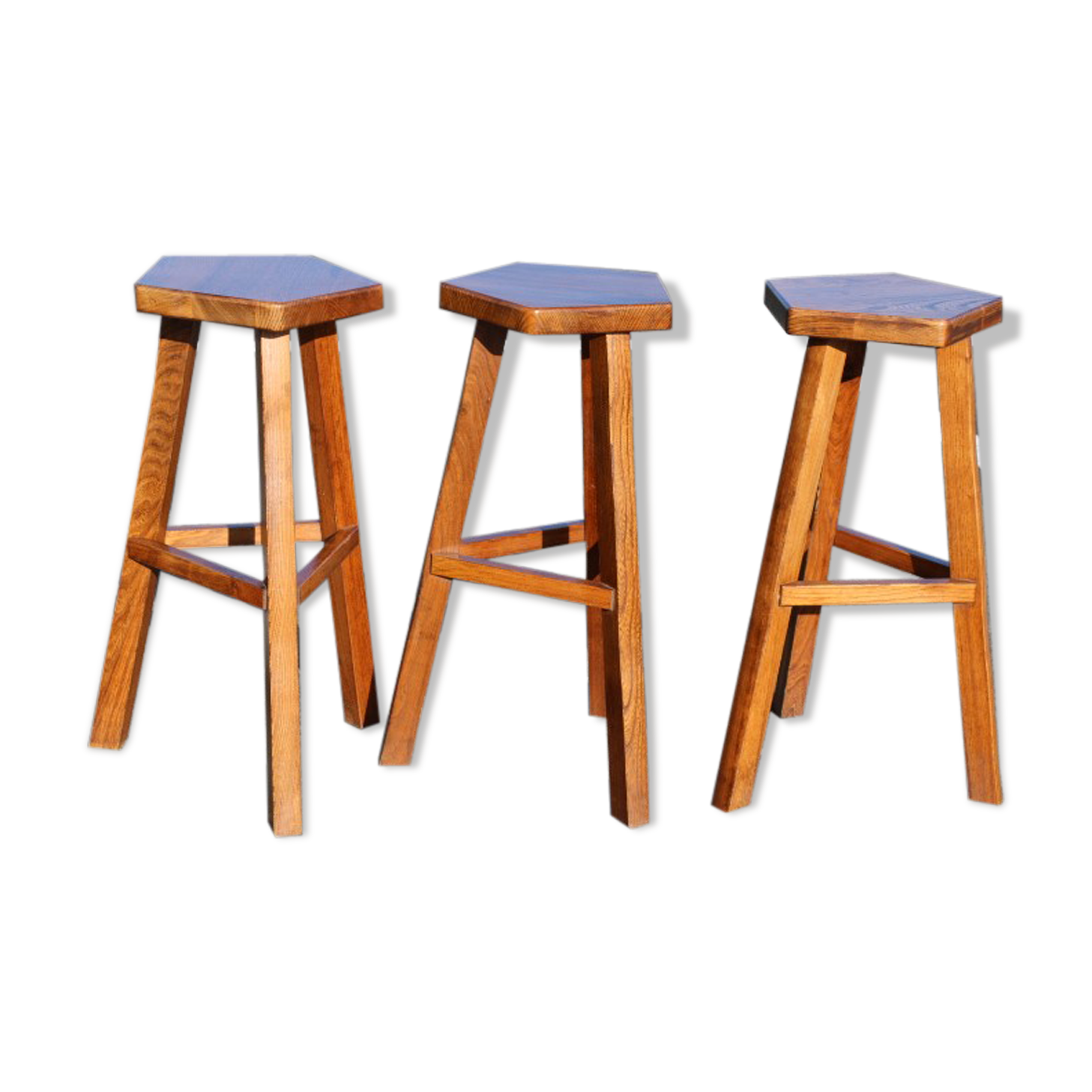 Suite de 3 tabourets scandinave en bois