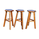 Scandinavian suite of 3 stools wooden
