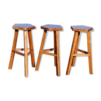 Scandinavian suite of 3 stools wooden