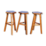 Suite de 3 tabourets scandinave en bois