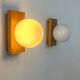 Pair of vintage wall lights, pine and opaline, France 1970