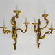 Pair of bronze sconces acanthus leaves with 3 fires Louis XV style