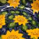 Portuguese ceramic dish decorated with sunflowers