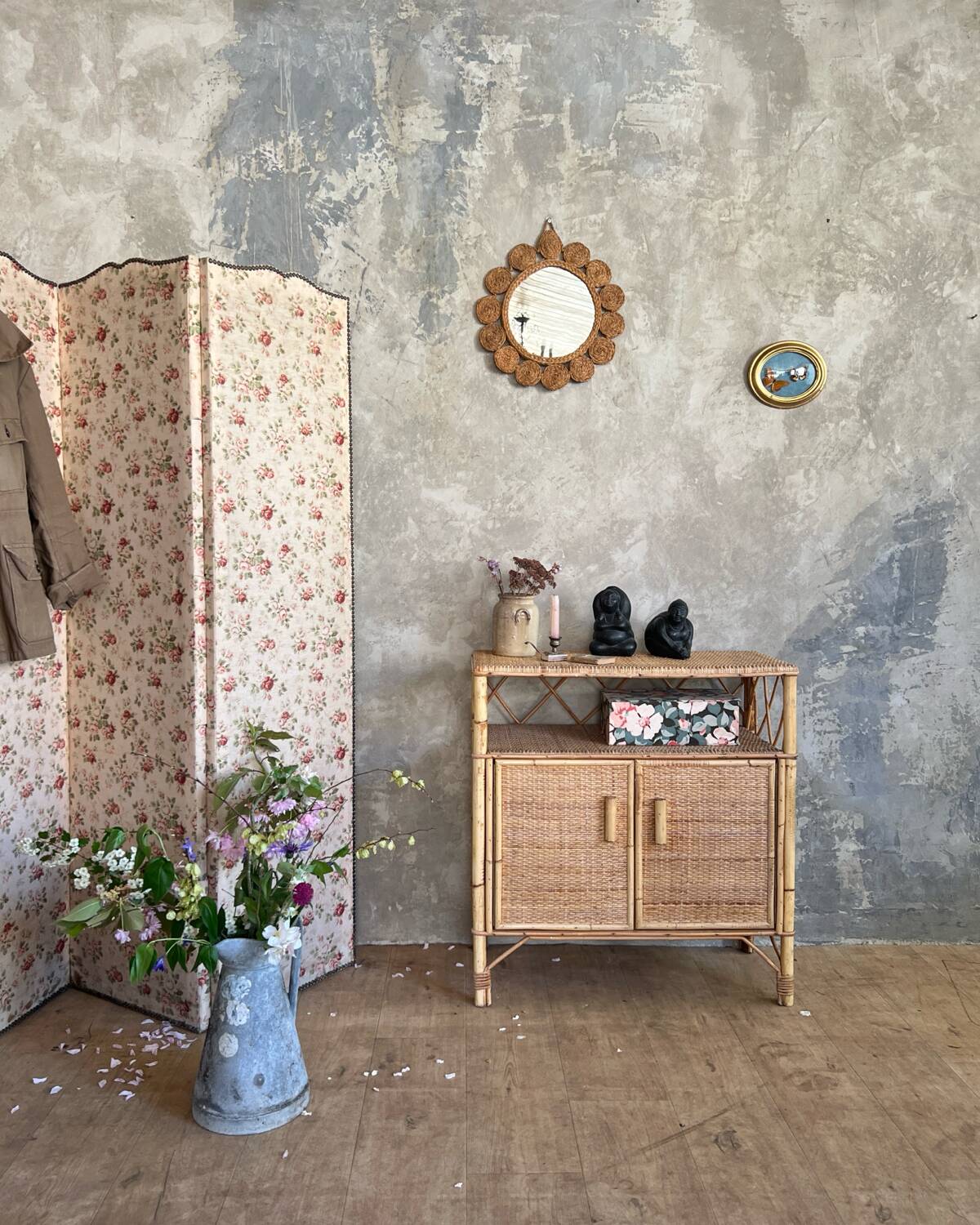 Vintage rattan sideboard