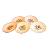 5 ironstone plates - colorful floral patterns, approx. 23cm in diameter.