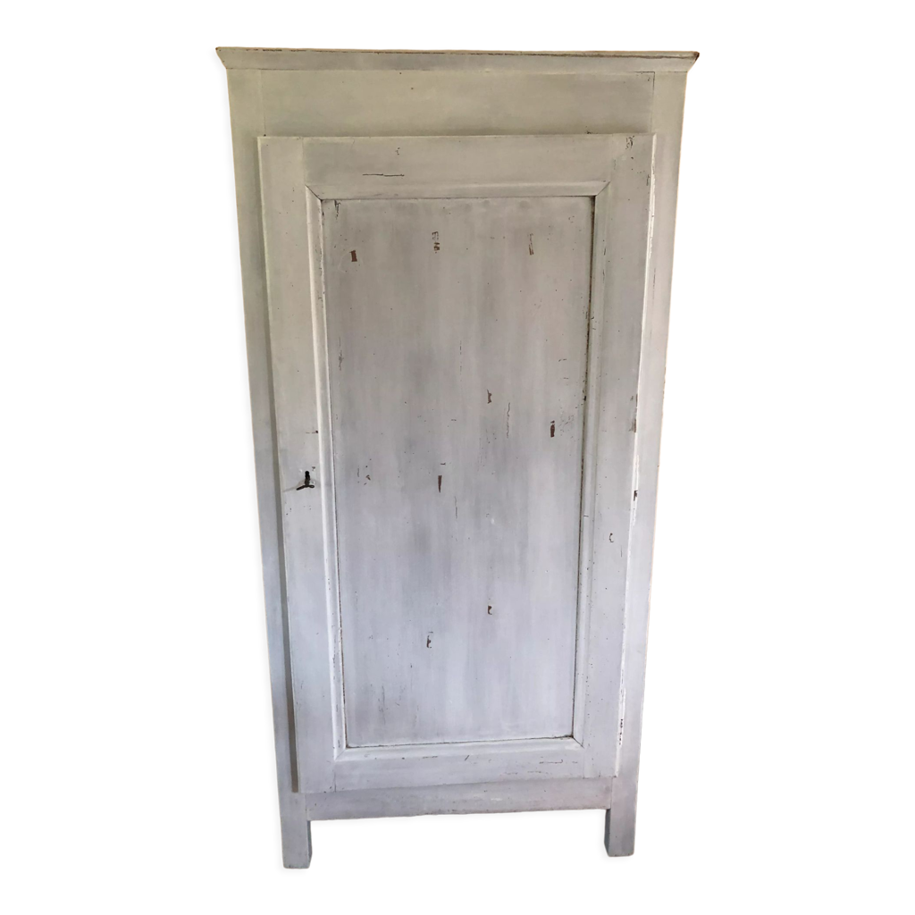 Armoire une porte en bois blanc peint gris | Selency