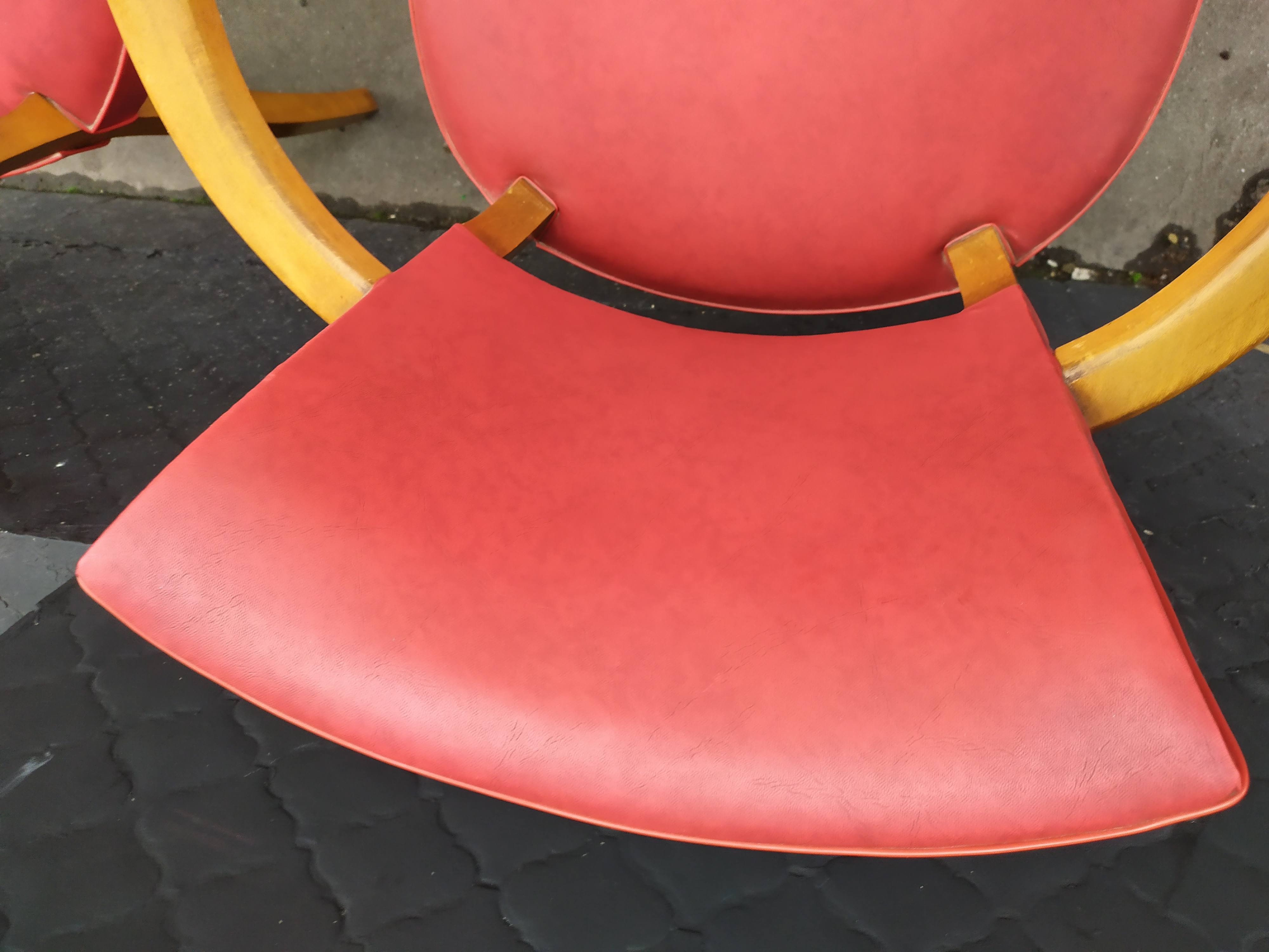 Pair of red vintage bridge armchairs
